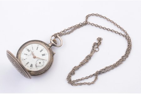 карманные часы, "Perret & Fils", Швейцария, начало 20-го века, серебро, 84, 875 проба, вес без часовой цепочки  29.1 г, Ø 34 мм, механизм в рабочем состоянии
