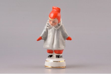 figurine, A girl wearing coat (Winter), porcelain, Riga (Latvia), USSR, Riga porcelain factory, molder - Rimma Pancehovskaya, the 60ies of 20th cent., 9.6 cm