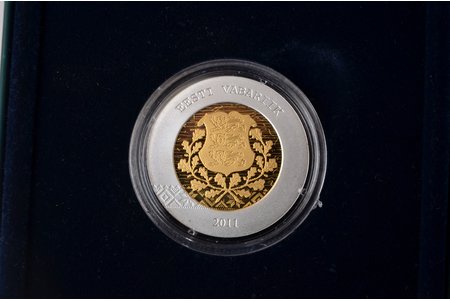 Igaunija, 20 eiro, 2011 g., "Iestāšanās eirozonā", zelts 999.9 / sudrabs 999.9 prove, 14.6 g, KM# 69, Schön# 66