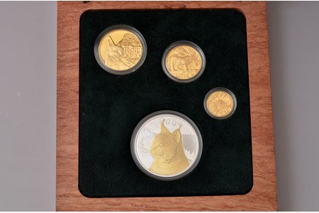ЮАР, 10 рэнд, 20 рэнд, 50 рэнд, 2004 г., "Natura Prestige комплект, Рысь", золото, 999.9 проба, 26.44 г, вес чистого золота 26.44 г