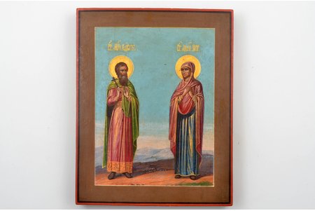 ikona, Svētais moceklis Kodrats un svētā praviete Anna, dēlis, gleznojums, Krievijas impērija, 19. un 20. gadsimtu robeža, 22.2 х 17.7 cm
