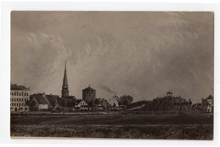 photography, Riga, antique engraving, Powder Tower, Latvia, Russia, beginning of 20th cent., 13.6x8.6 cm