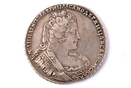 1 ruble, 1733, without a brooch on the chest, simple cross on the globus cruciger, silver, Russia, 25.45 g, Ø 40.5-42 mm, VF