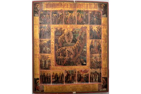 icon, The Feasts, board, painting on gold, Russia, the middle of the 19th cent., 53.5 x 44.8 x 3 cm
