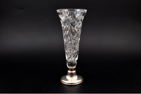 a vase, silver, 830 standard, metal, cut-glass (crystal), 20 cm, 1984, Finland