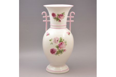 vase, "Roses", decal, porcelain, M.S. Kuznetsov manufactory, Riga (Latvia), 1934-1940, h 41.6 cm, out of grade hallmark