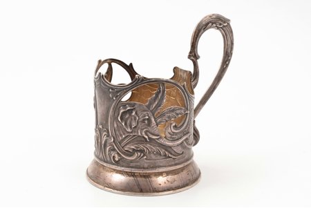 tea glass-holder, silver, "Elephants", 875 standard, 128.40 g, h (with handle) 11 cm, Ø (inside) 6.7 cm, Moscow Jewelry Factory, 1927-1946, Moscow, USSR