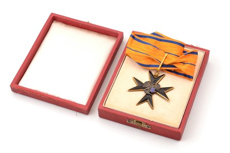 Order of the Cross of the Eagle, 3rd class, Estonia, 20-30ies of 20th cent., 56.1 x 56 mm, in a case