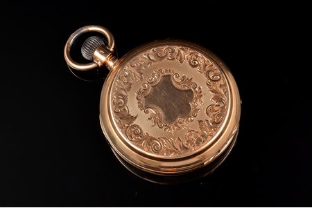 pocket watch, Mermod Freres, Geneve 15 Rubis, №18120, Switzerland, the end of the 19th century, gold, 14 K standart, 91.76 g, Ø 48 mm