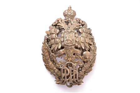badge, graduating from the Riga Polytechnic Institute, bronze, silver plate, Latvia, Russia, beginning of 20th cent., 62 x 41 mm, 25.45 g