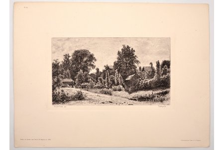 Shishkin Ivan (1832-1898), Backyard, 1886, paper, etching, 14 x 24.6 cm, № 54