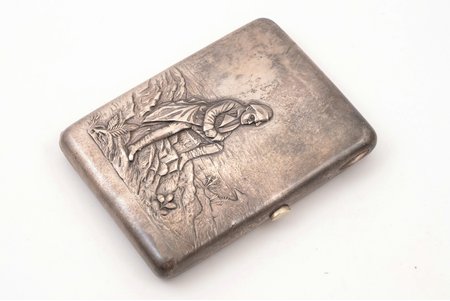 cigarette case, silver, Napoleon, 84 standard, 197.40 g, silver stamping, 11.3 x 8.8 x 1.9 cm, master Frolov Sergey Alexeyevich, 1908-1917, Moscow, Russia
