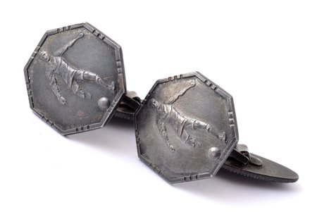 cufflinks, Football, silver, 875 standard, 11.86 g., the item's dimensions 1.65 x 1.65 cm, 1954-1958, workshop Rigas Gravieris, Riga, Latvia, USSR