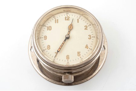 kuģa pulkstenis, PSRS, 20 gs. 50tie gadi, nerūsējošais tērauds, h 8 см, Ø 17.5 - 21.5 cm