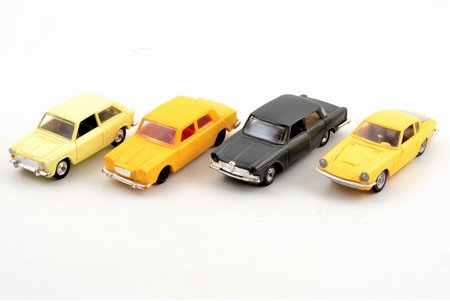 a set, 4 car models, plastic, USSR