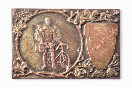 apbalvojums, velobraukšana, 30 km, 1. vieta, bronza, 1922 g., 55.8 x 85 mm