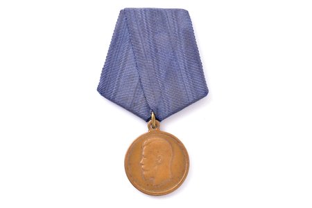 medal, For excellent work in general mobilization of 1914, bronze, Russia, beginning of 20th cent., 33.3 / Ø 28 mm, original ribbon, mounting bar is not original