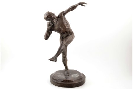 sculpture, Shot Putter, sculptor Janson-Manizer Elena (1890-1971), copper alloy with a significant admixture of tin and zinc ligature up to 5%, 40 cm, weight 3250 g., USSR, factory "Krasniy Viborzets", 1926