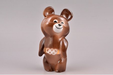 figurine, The Olympic Bear, porcelain, Riga (Latvia), USSR, Riga porcelain factory, the 80ies of 20th cent., 14 cm