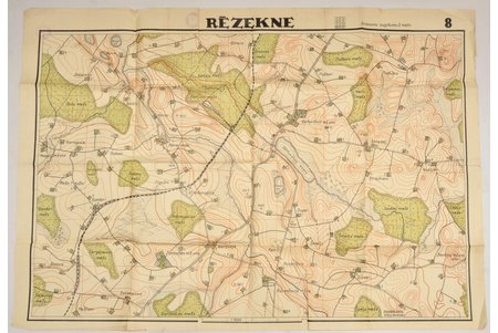 karte, Rēzekne, Nr. 8, Virsnieku kursi, Latvija, 1931 g., 68.4 x 98.5 cm