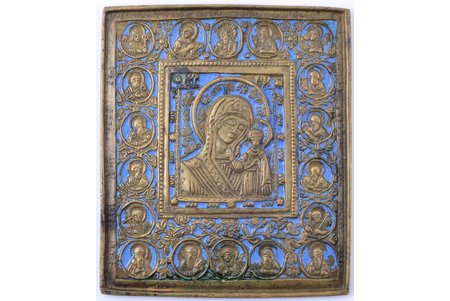ikona, Kazaņas Dievmāte, vara sakausējuma, 1-krāsu emalja, Krievijas impērija, 19. un 20. gadsimtu robeža, 14,4 x 12,3 x 0,5 cm, 432 g.