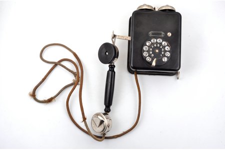 phone, metal, Latvia, the 20-30ties of 20th cent., 19.5 x 15 x 7.5 cm