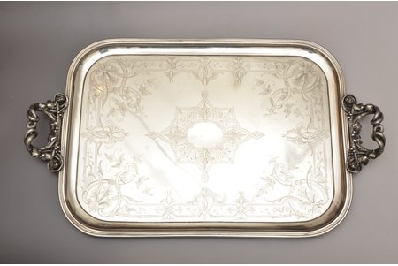 tray, silver, 12 лот (750) standard, 3950 g, 84 х 50 cm, the 19th cent., Germany