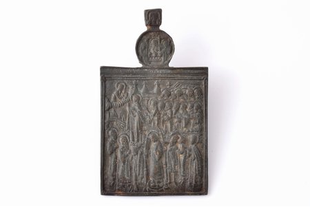 icon, Protection of the Mother of God, copper alloy, Russia, the 19th cent., 13 x 7.5 x 0.3 cm, 197 g.