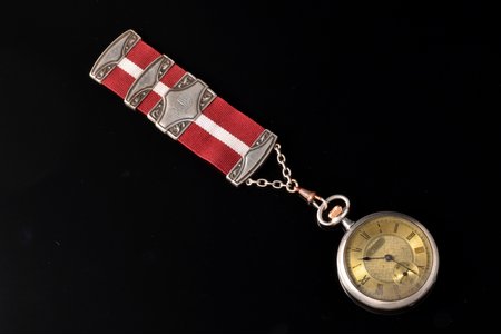 pocket watch, watch fob, Switzerland, silver, 84, 875 standart, 62.74 g, 6 x 4.75 cm, Ø 47.5 mm, mechanism in working order, watch fob - silver, 800 standard