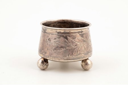 saltcellar, silver, 84 standard, 27.15 g, engraving, h 3.6 cm, 1891, Moscow, Russia