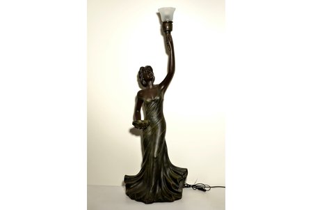 скульптура - светильник, Девушка, бронзовое покрытие, h 126 см, вес 18.4 кг