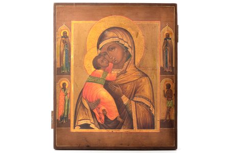 icon, Our Lady of Vladimir, board, painting on gold, Russia, the 19th cent., 31.3 x 26.5 x 2.1 cm