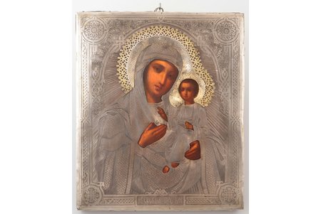 icon, the Iveron Mother of God, board, painting, engraving, silver oklad, 84 standard, workshop of Ivan Zakharov, Moscow, Russia, 1878, 31.1 x 26.4 x 2.5 cm