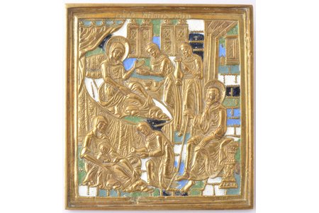 icon, Nativity of the Blessed Virgin Mary, copper alloy, 4-color enamel, Russia, the border of the 19th and the 20th centuries, 219.3 cm, 9.9 x 9.1 x 0.5 g.
