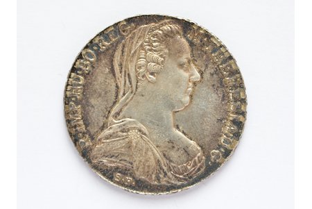 1 талер, 1780 г., SF, "Рестрайк", серебро, 833 проба, Австрийская империя, 28.09 г, Ø 40.8 - 41.3 мм