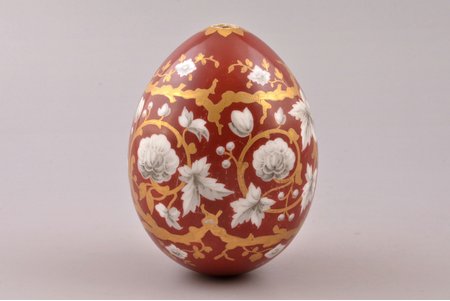 lieldienu ola, (liels izmērs), porcelāns, privātas rūpnīcas, roku gleznojums, Krievijas impērija, h 10.2 cm, Ø 7.7 cm