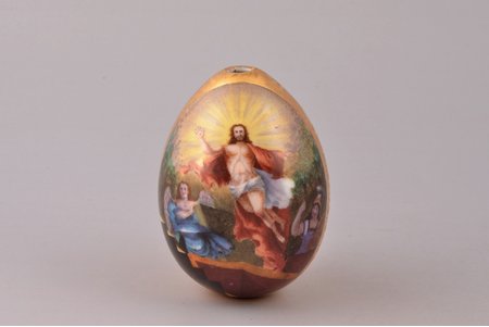 easter egg, porcelain, private factories, Russia, h 7 cm, Ø 5.2 cm, decal with handpaint elements, gilding
