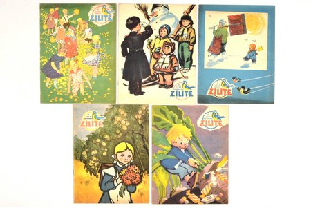 "Zīlīte", žurnāls bērniem: Nr. 2,3,5 (1959) / 9 (1960) / 10 (1961), edited by Inese Spura, 1959-1961, Riga, 25 x 17 cm
