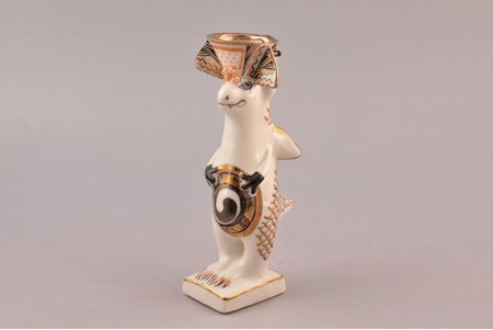 figurine-candlestick, Dragon, porcelain, Riga (Latvia), sculpture's work, shape and handpainting by Antonina Pashkevich, h 16.9 cm