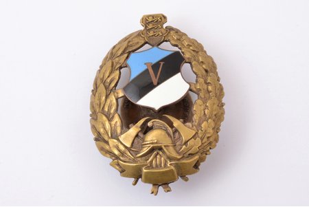 badge, 5 years of the fireman service, Estonia, 20-30ies of 20th cent., 58 x 41.5 mm, traces of wearing