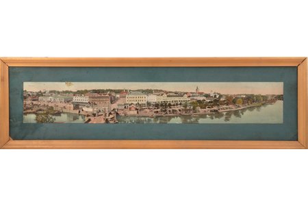 postcard, large size, Jurjew (Tartu), city view, Russia, Estonia, the border of the 19th and the 20th centuries, 9 x 56.5 cm, size with frame 20.2 x 66.8 cm