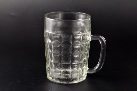 beer (kvass) mug, Artemovsk Glass Factory (Donetsk region, Ukrainian SSR), 1975, volume - 0.5 L, 14 faces. Height - 133 mm, upper Ø - 95 mm, lower Ø - 85, USSR, the 70-ties of the 20th cent.