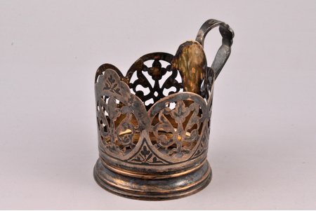 tea glass-holder, silver, 875 standard, 82.95 g, niello enamel, gilding, Ø (inside) 6.7 cm, h (with handle) 8.4 cm, the artistic plant of Kubachinsk, the 70-ties of the 20th cent., Dagestan, USSR