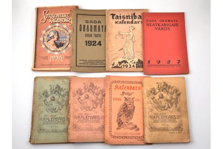 set of 8 calendars, Latvia, 1903-1940