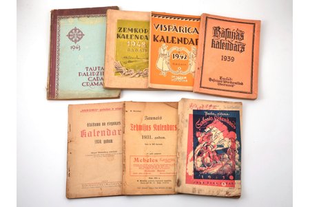 set of 7 calendars, Latvia, 1930-1948