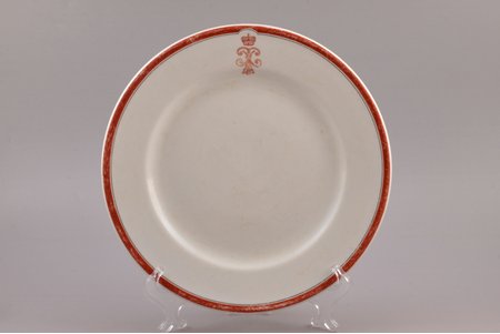 plate, 8th Estonia Infantry Regiment, porcelain, Kornilov Brothers manufactory, Russia, the 2nd half of the 19th cent., Ø 24.7 cm