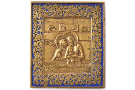 icon, Don't Cry For Me, Mother (Pieta), copper alloy, 1-color enamel, Russia, the 19th cent., 11 x 9.5 x 0.4 cm, 267.35 g.