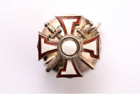 miniature badge, Military Order of Lachplesis, silver, Latvia, 20-30ies of 20th cent., 17 x 17.2 mm, 2.85 g