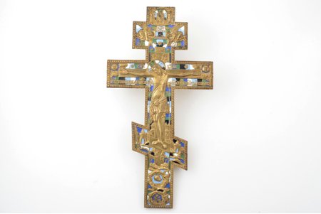 cross, The Crucifixion of Christ, bronze, 5-color enamel, Moscow, Russia, the middle of the 19th cent., 36.5 x 19.2 cm, 1071.7 g., collectible condition