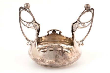 candy-bowl, silver, Art Nouveau, 84 standard, 324.7 g, 13 x 17.3 cm, h (with handle) 13.7 cm, workshop of Vasiliy Ivanovich Andreev, 1908-1917, Moscow, Russia, little dent